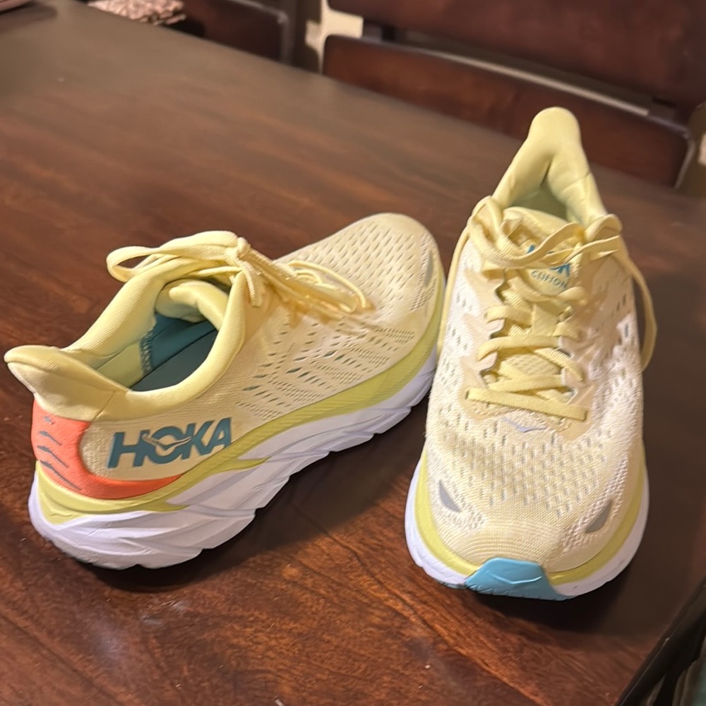 Hoka Vibrant Yellow and Orange Sneakers with Breathable Mesh